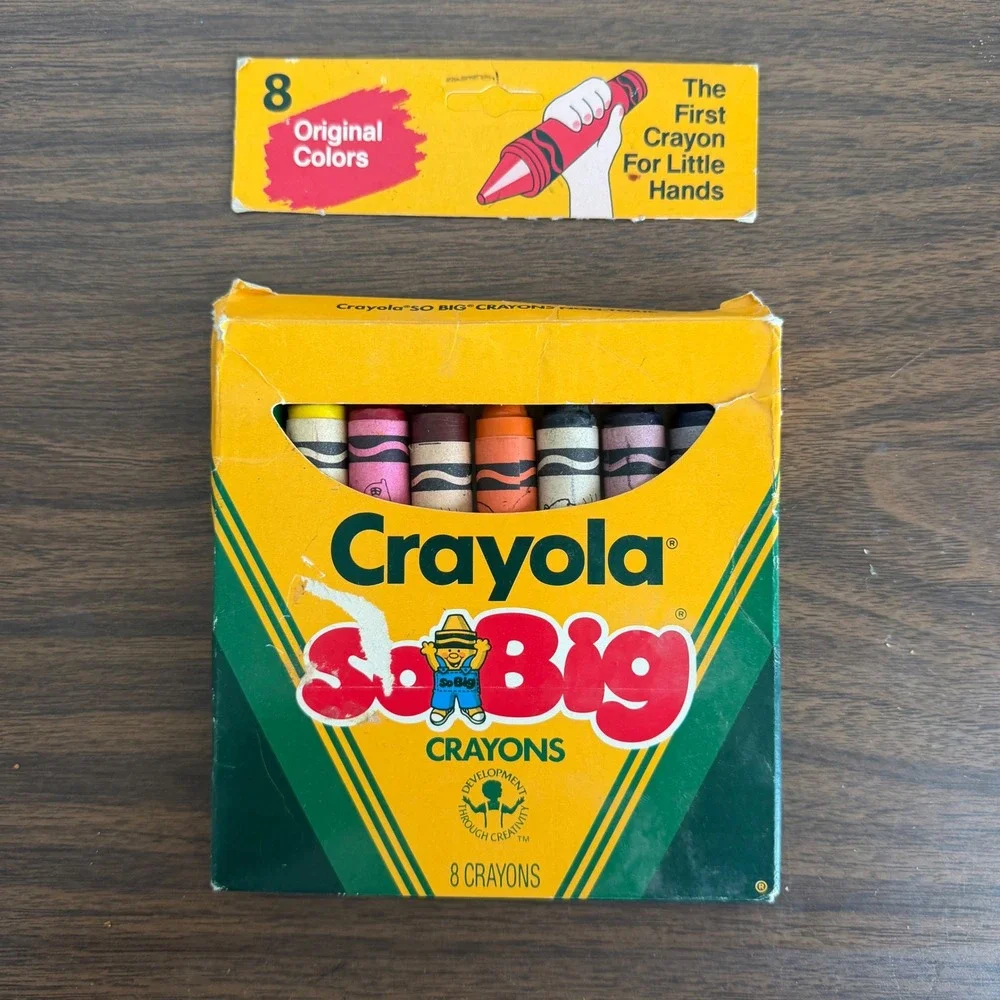 Vintage Crayola So Big Crayons 8 Count Binney & Smith 1988 USA Large Art Set